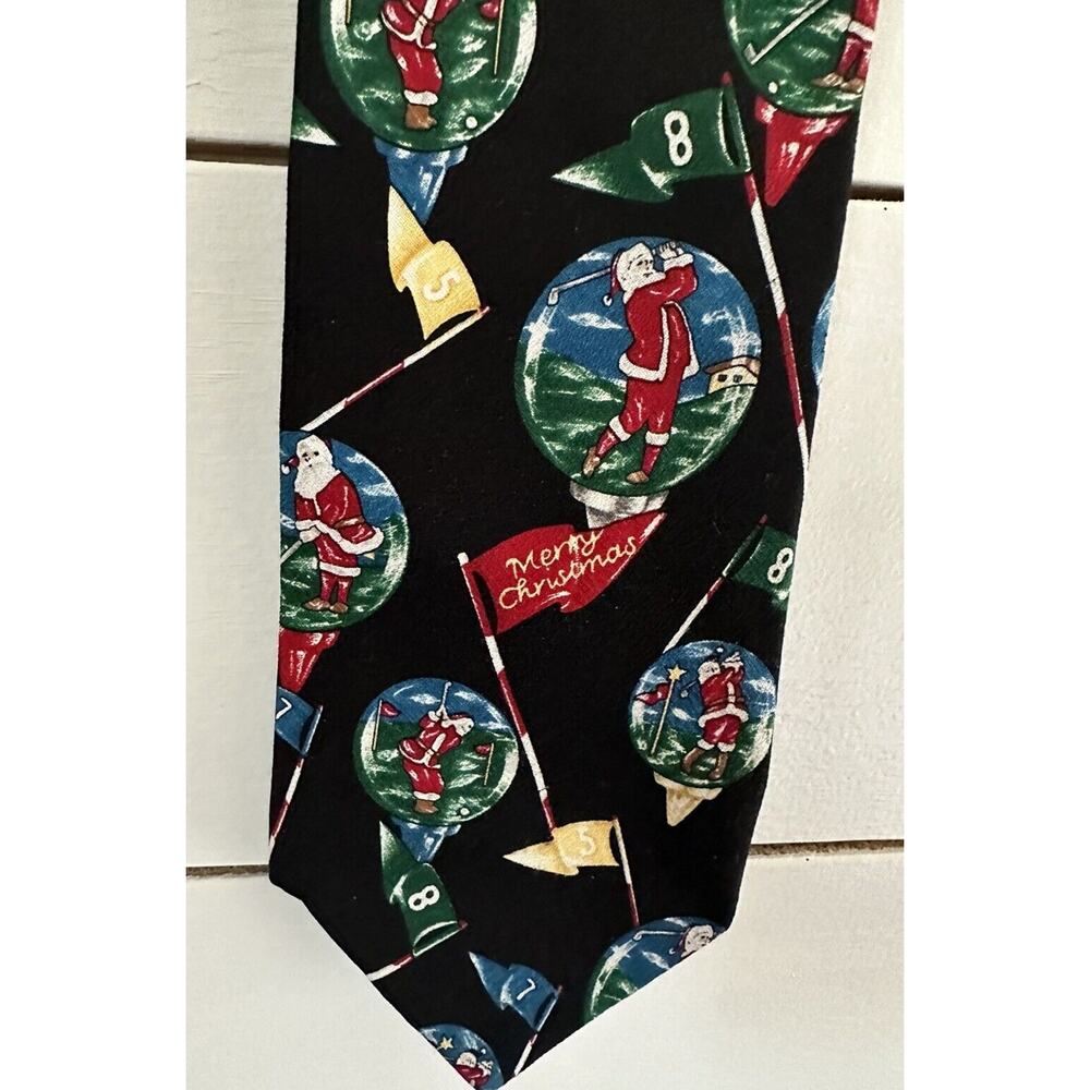 Christmas Santa Golfing Tie St. Nicks Tie Shop Men Funny Tie 100% Silk